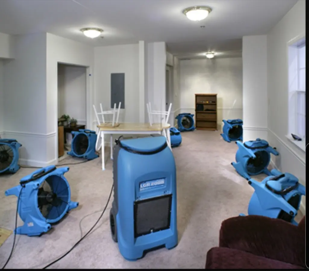 Air movers and dehumidifier setup for Water Extraction & Removal in Camp Pendleton South